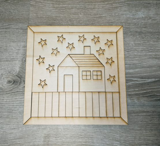 Barn House Quilt 3D , layered wood blank