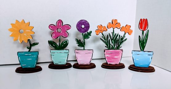 Flowers with stand , Pack of 5 , Unfinished
