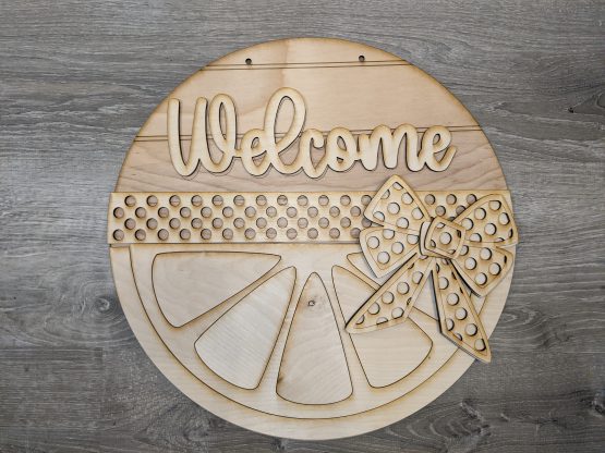 Layered Lemonade with Bow Door hanger 18"  shiplap Round