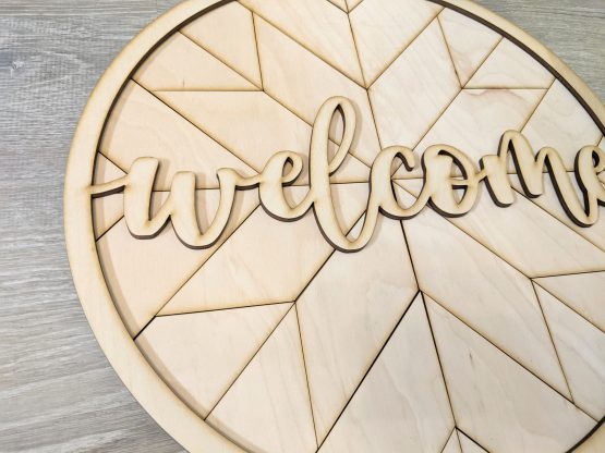 Welcome Barn Quilt, Round Door hanger - Image 2
