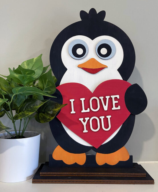 Penguin with Heart, I love you Shelf Sitter,