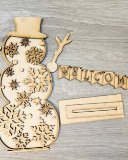 Patterned Snowman, Snowflakes with stand