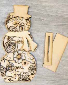 Patterned Standing Snowman, FLORAL