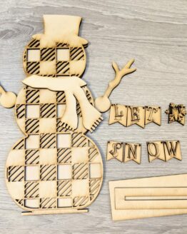 Patterned Standing Snowman, Plaid