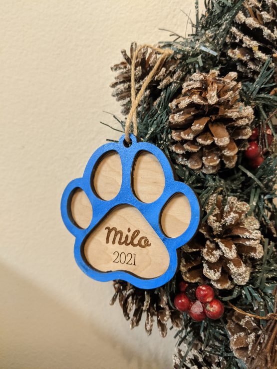 Dog Paw Ornament, Engraved