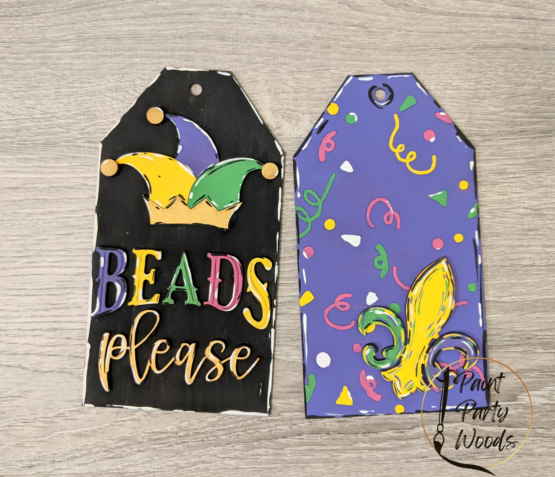 Mardi Gras Door Tag Door hanger, UNFINISHED