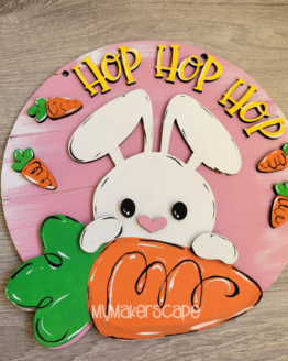 Hop Hop Hop Bunny DIY kit, Unfinished Cutout, Spring Bunny