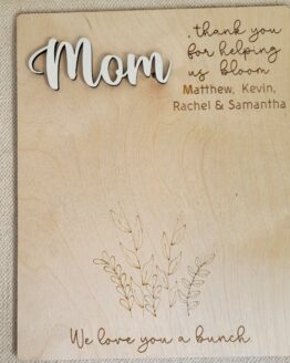 Hand print floral sign , personalized 2D & engraved
