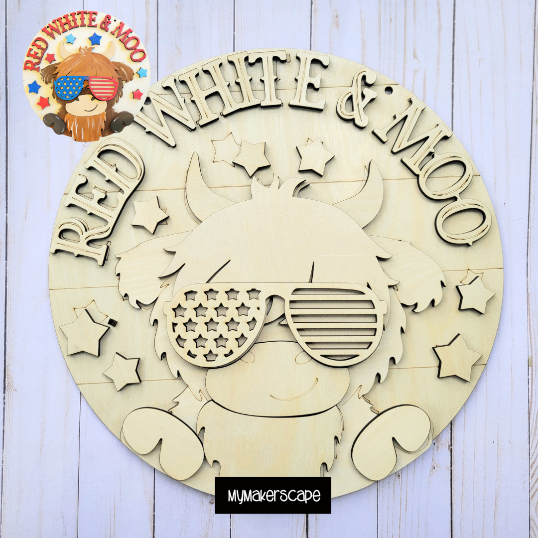 Red, White & Moo Door hanger DIY kit MyMakerScape