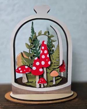 Mushroom Plant Terrarium, unfinished, Layered design