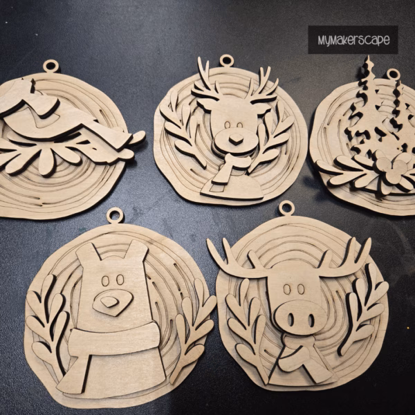 Faux Wood Slice Woodland Animals Ornament DIY kit